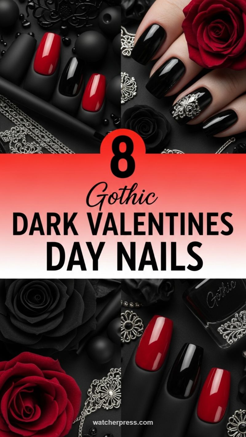 19. Gothic Romance: Black and Red Dark Nails