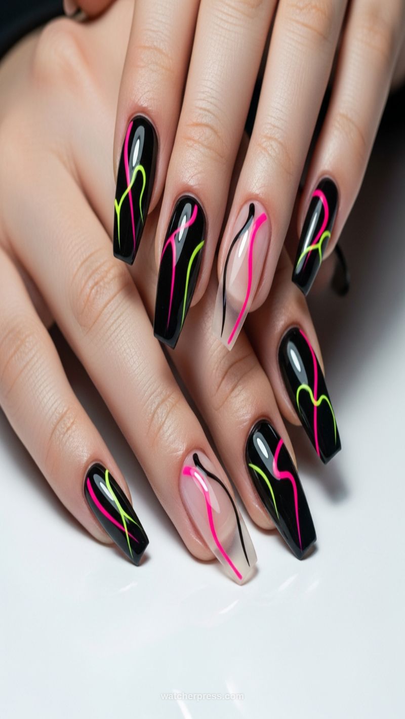 19. Neon Abstract Flowing Lines