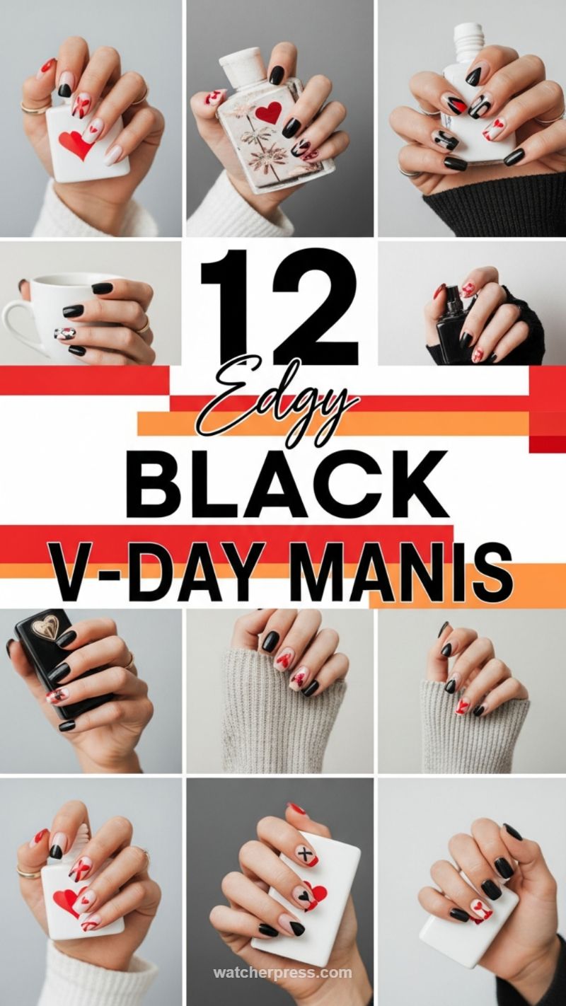 20. Edgy Black & Red V-Day Manis: The Ultimate Collection