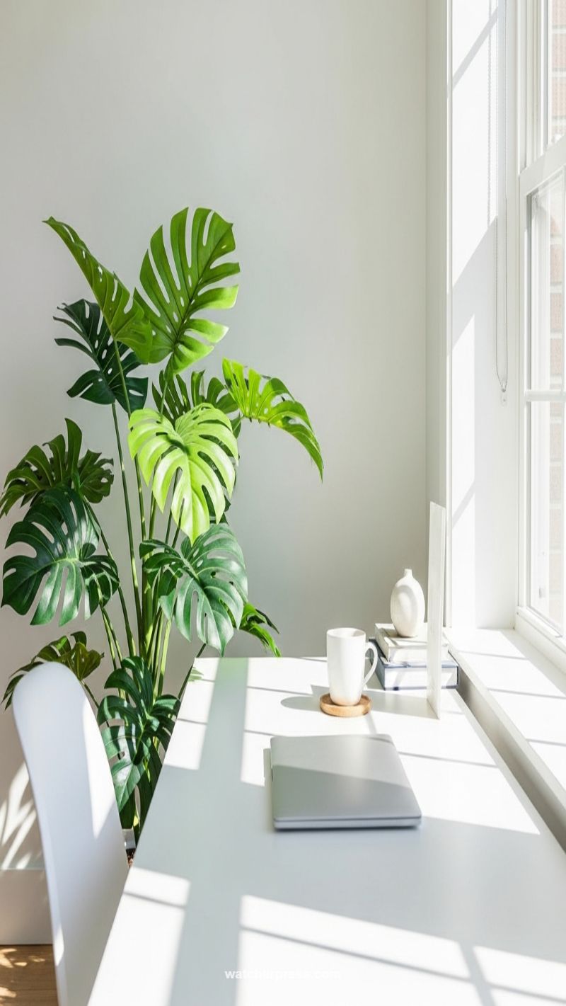 20. Monstera Home Office Setup