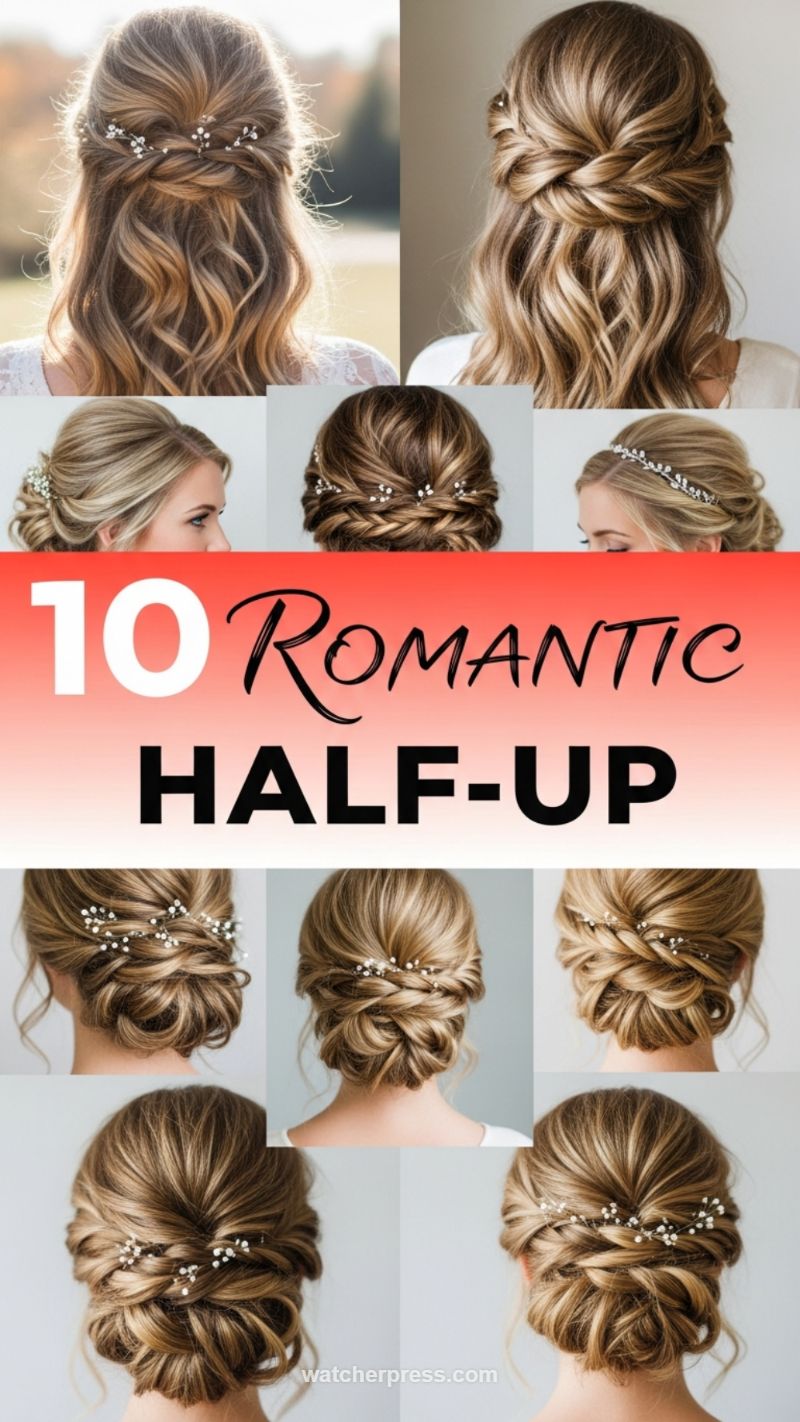 20. Romantic Half-Up Styles with Delicate Pins