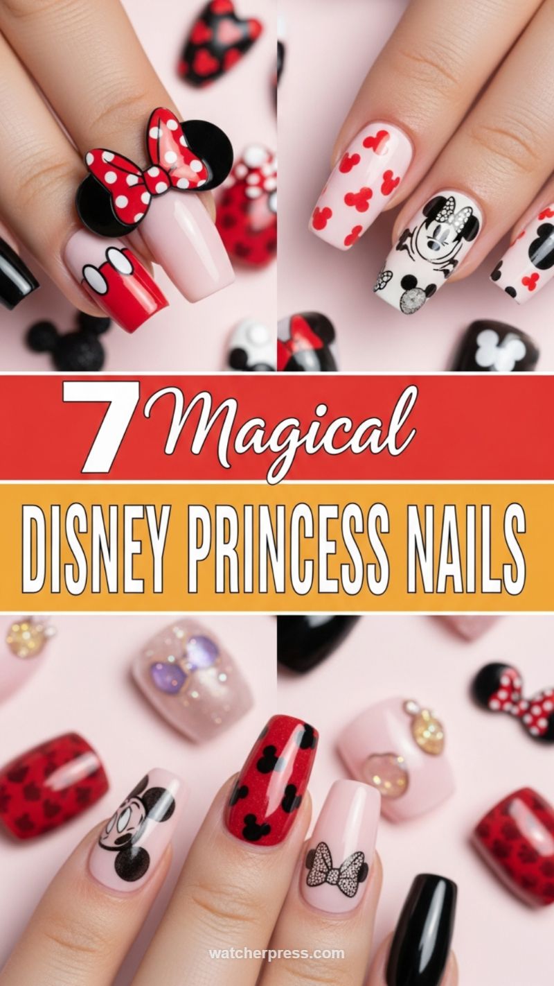 3. 7 Magical Disney Princess Nails: Minnie Mouse Art