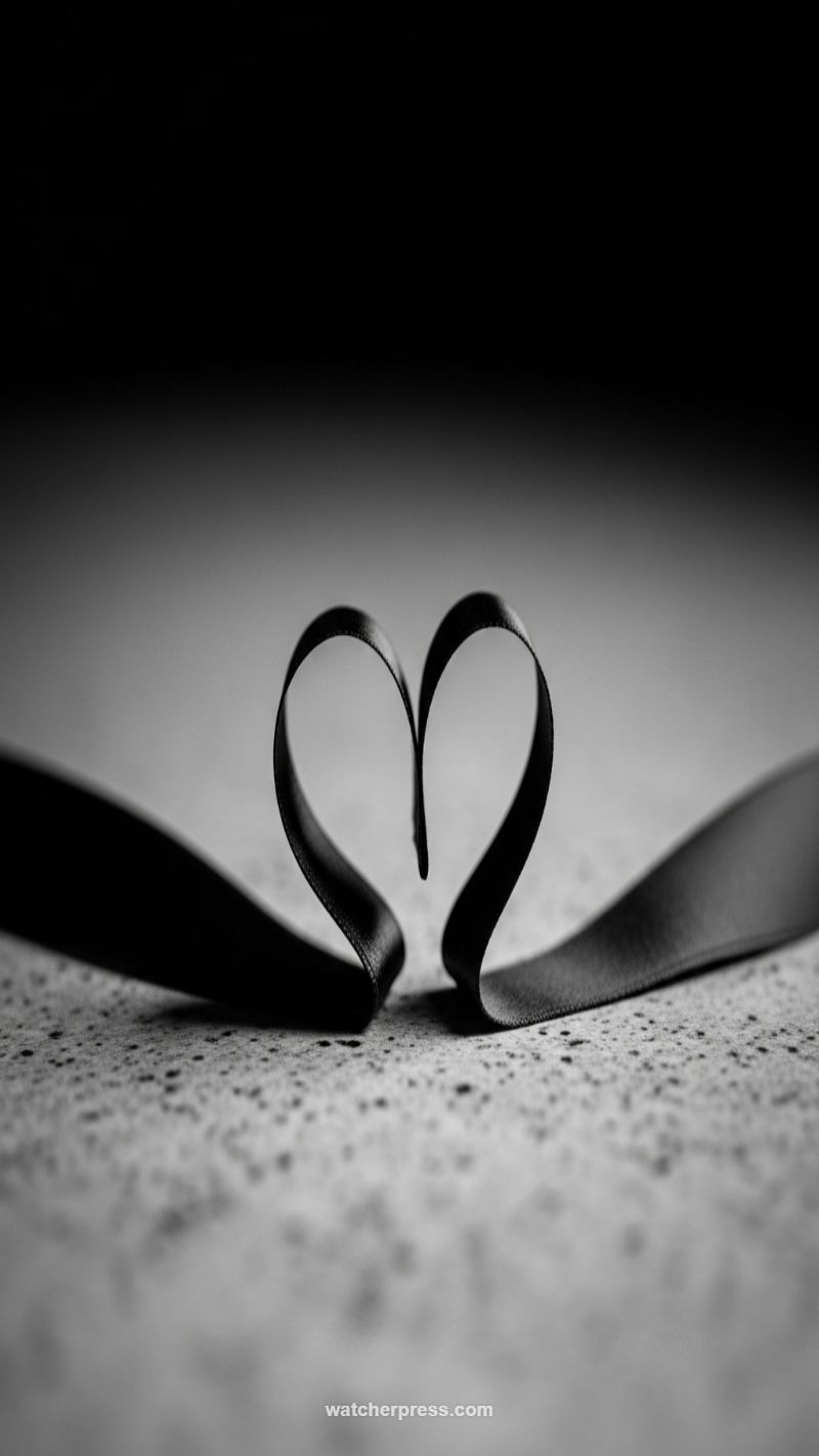 3. Monochrome Elegance: The Ribbon Heart