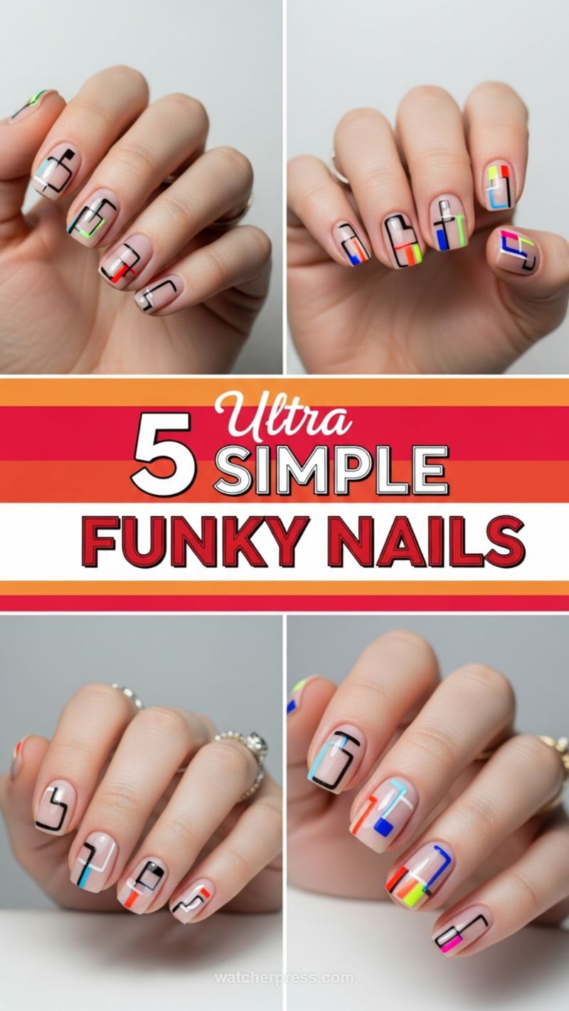 3. Ultra Simple Funky Abstract Nails