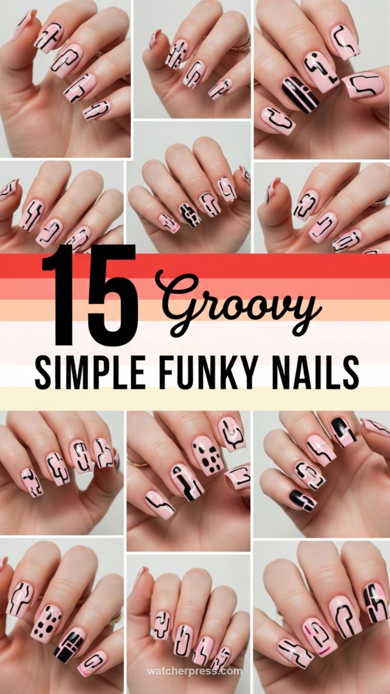 4. Groovy Abstract Black-on-Pink Lines