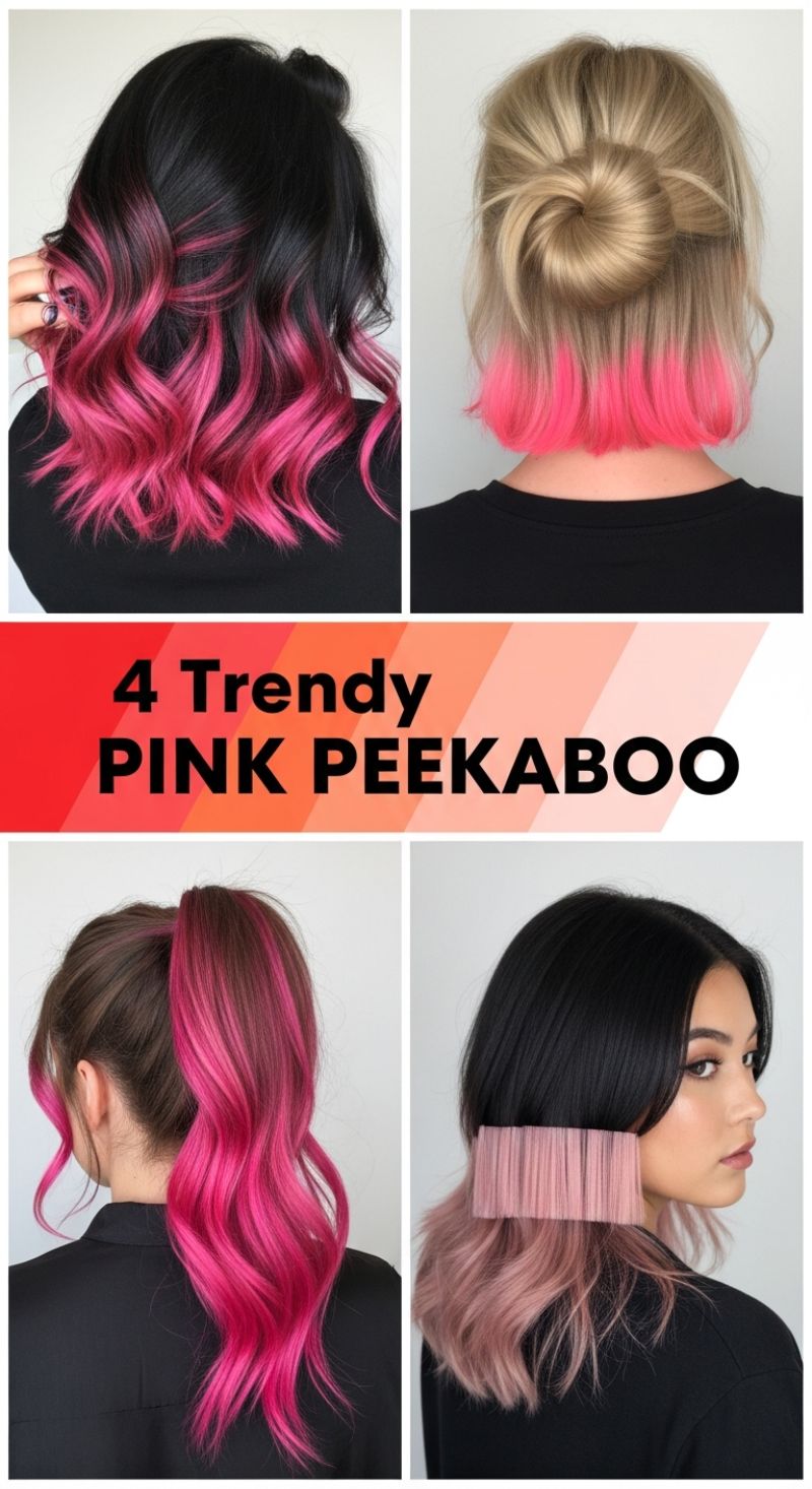 4 Trendy Pink Peekaboo Hair Color Ideas