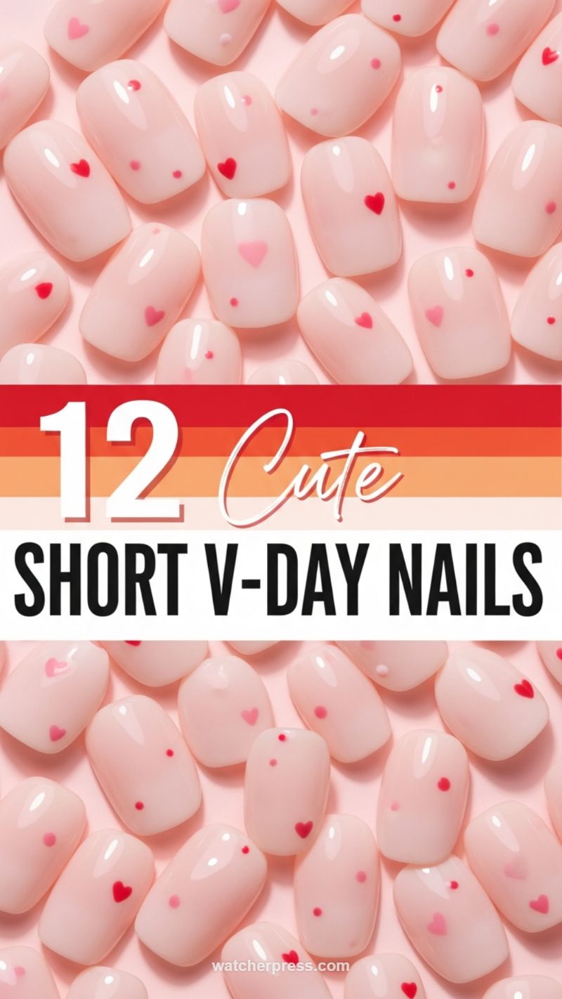 5. 12 Cute Short V-Day Nails: Subtle Heart Accents