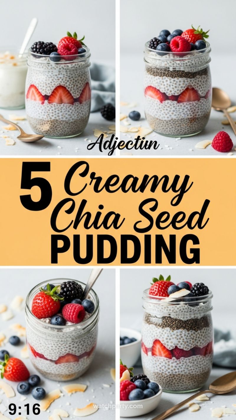 5 Creamy Chia Seed Pudding Layers with Fresh Berries