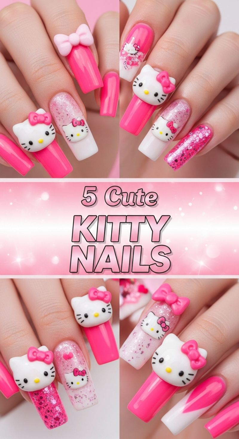 5 Cute Kitty Nails: The Ultimate 3D Kawaii Look for Valentine’s Day