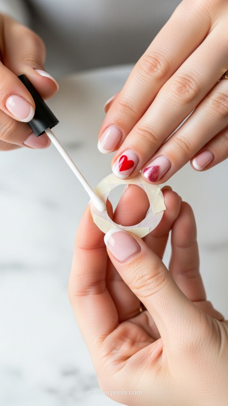 5. DIY French Manicure with Valentine Decals
