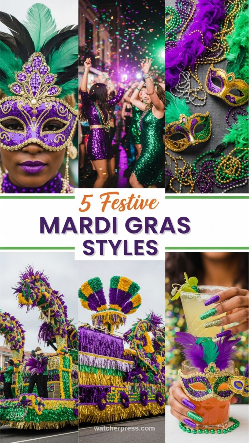 5 Festive Mardi Gras Styles: Purple, Green, and Gold