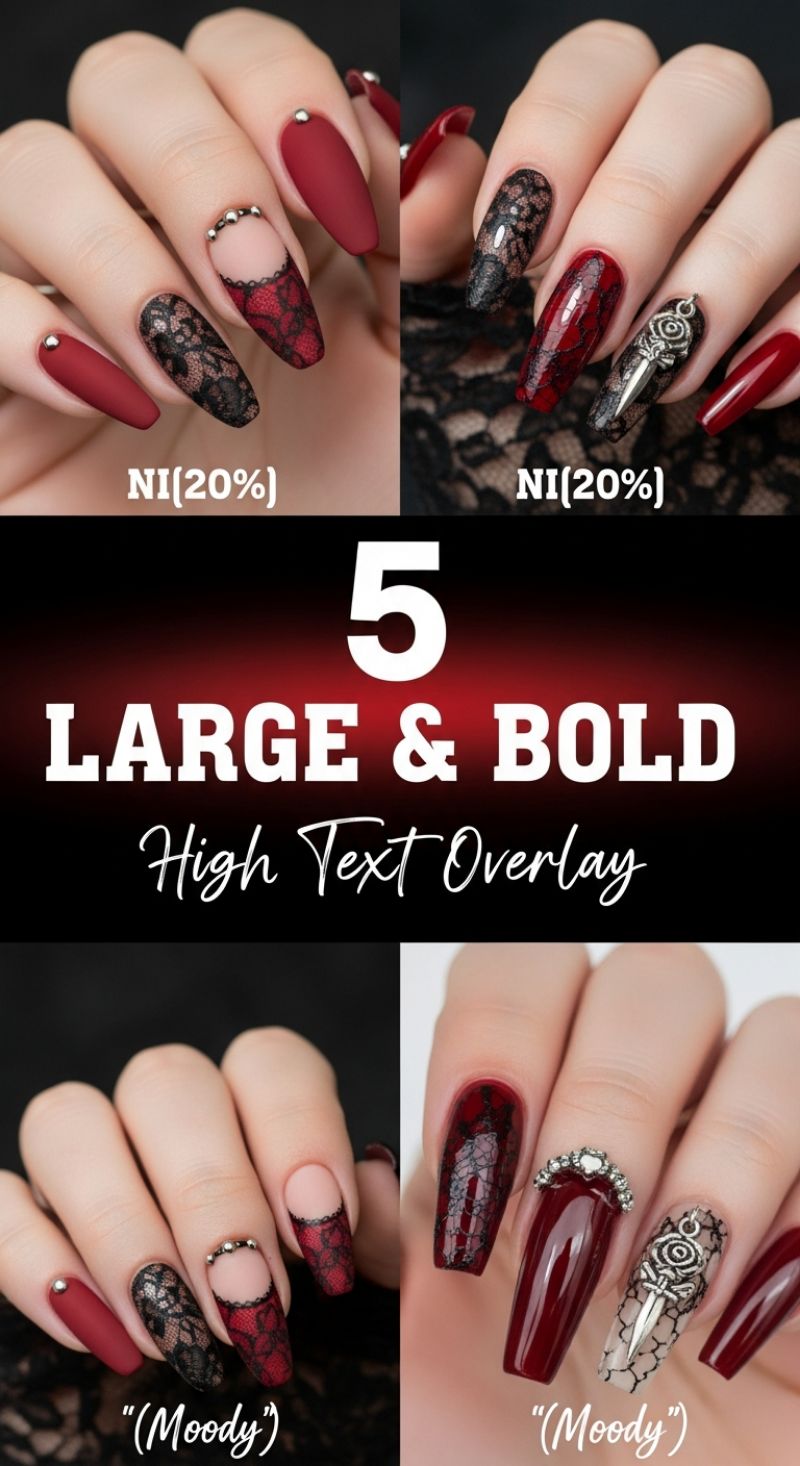 5 LARGE & BOLD Gothic Lace Nail Art