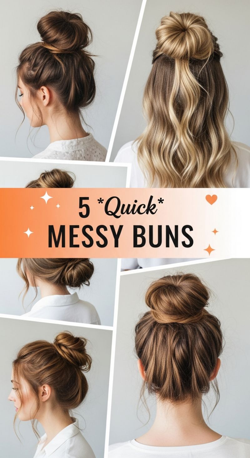 5 Quick Messy Buns