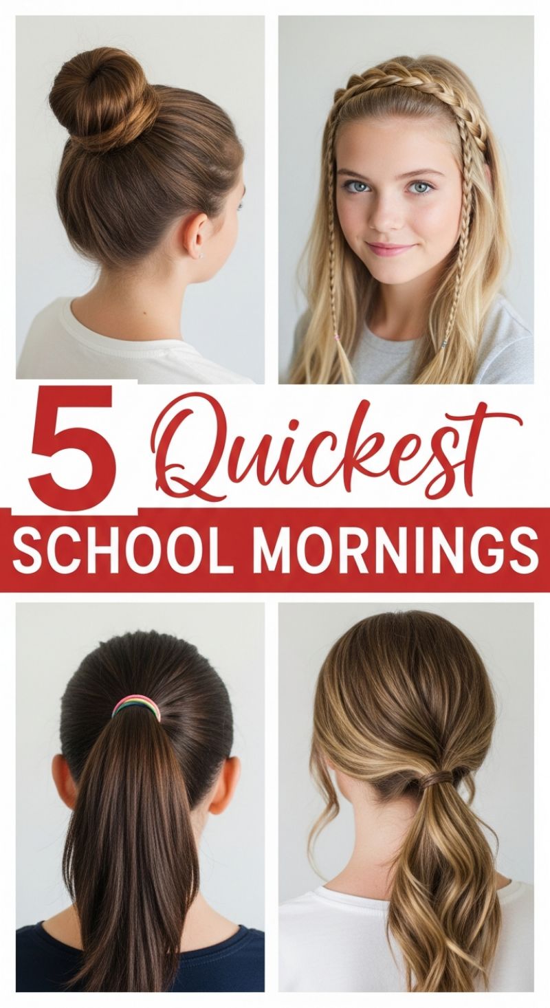5 Quickest Hairstyles for School Mornings