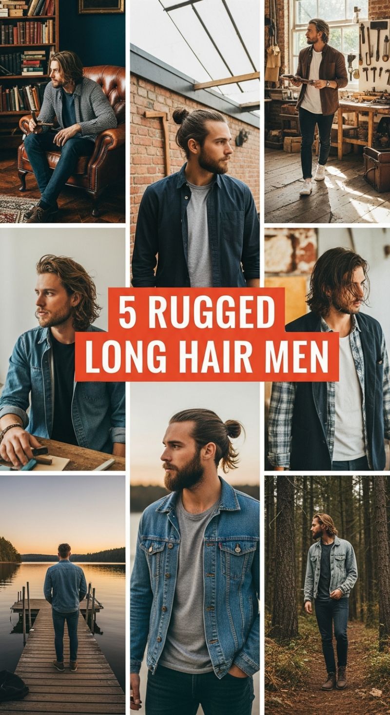 5 RUGGED LONG HAIR MEN