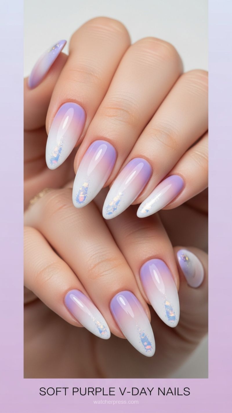 5. Soft Lavender Ombre with Sparkle