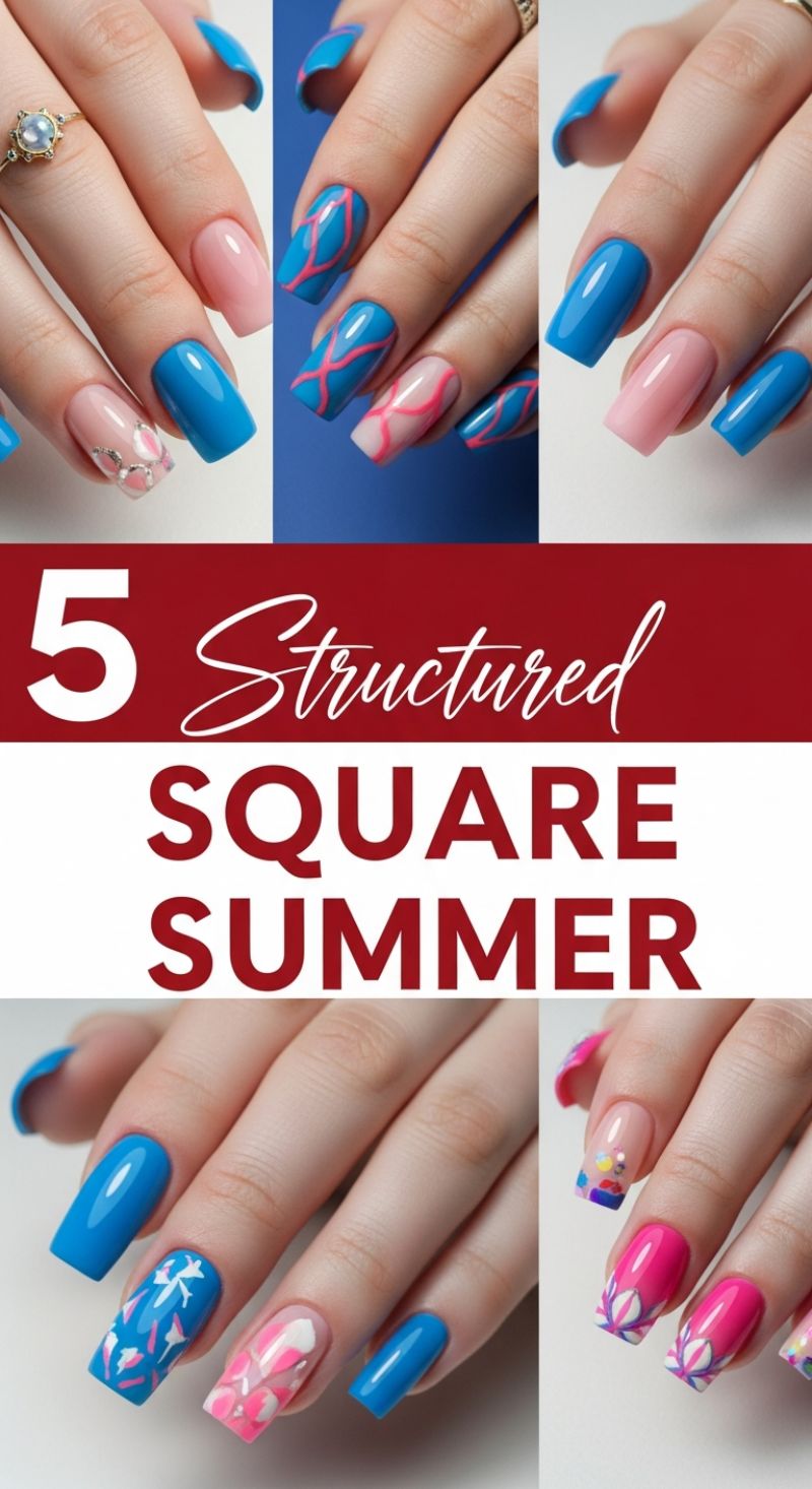 5 Structured Square Summer Nail Designs