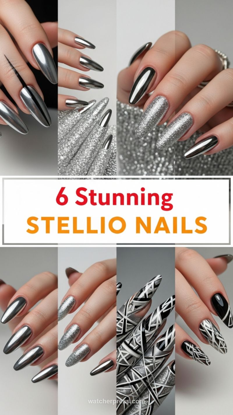 5. Stunning Stellio Chrome and Glitter Manicures