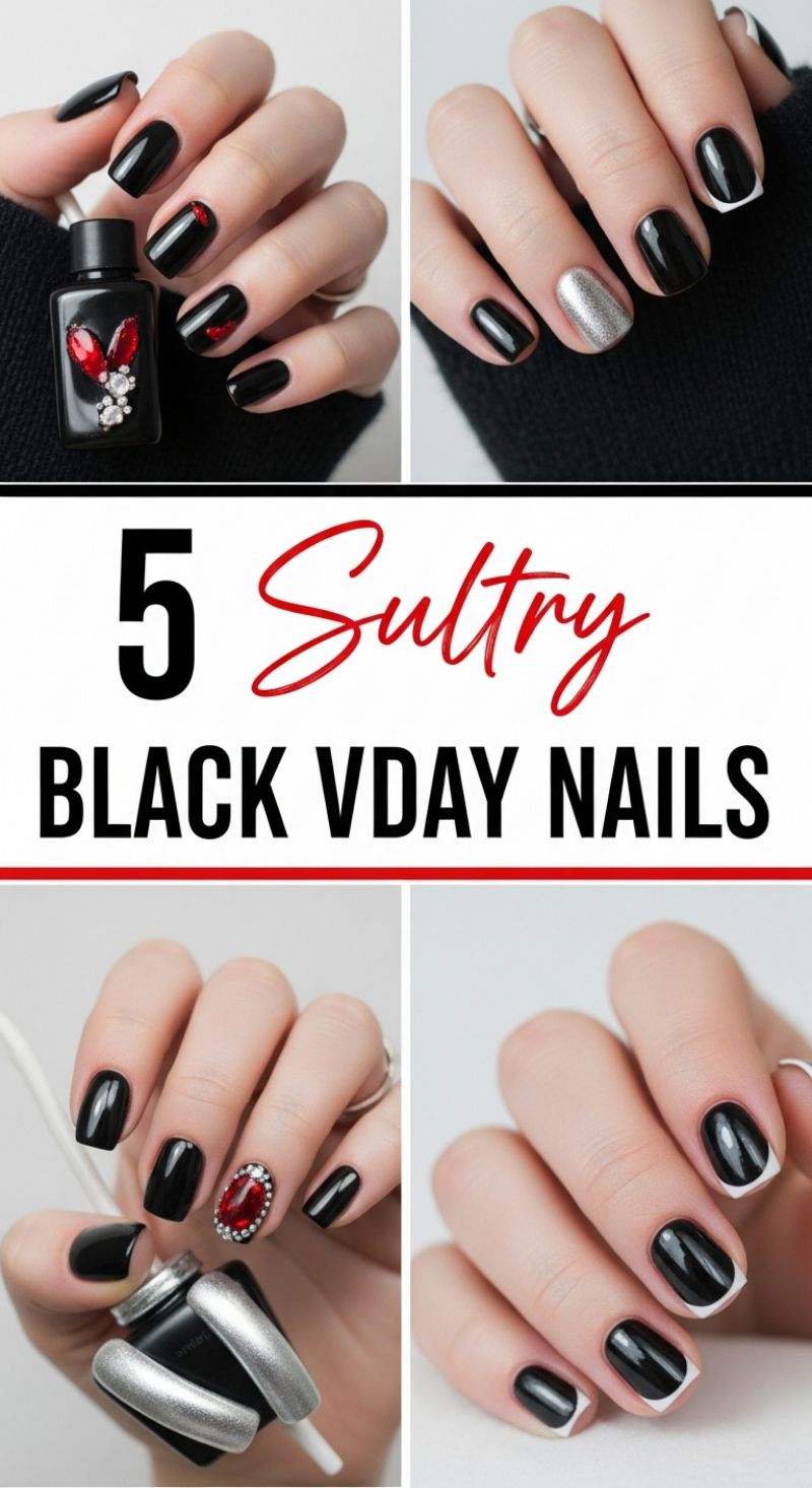 5 Sultry Black V-Day Nails