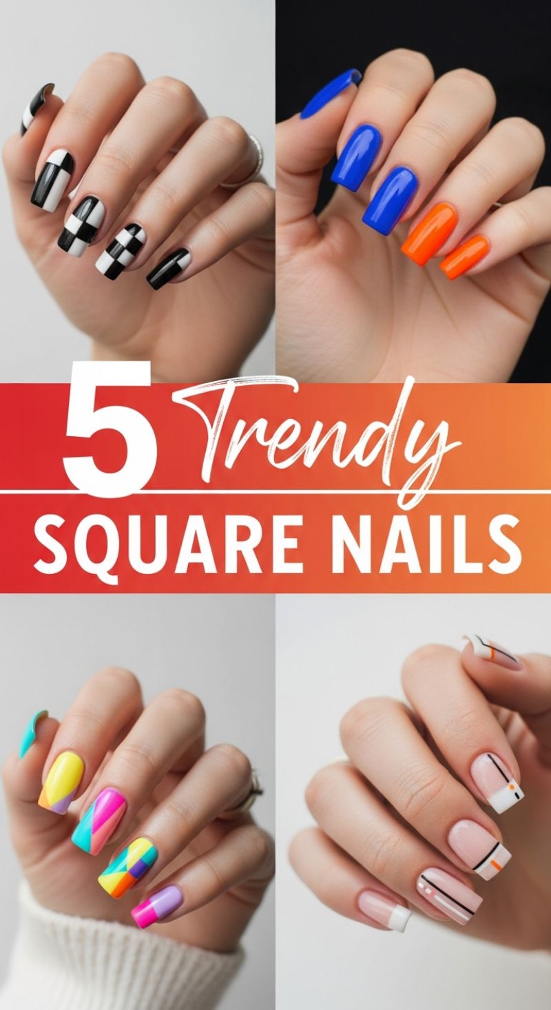 The Ultimate Seasonal Nail Guide: 100+ Must-Try Spring and Summer Manicure Designs 5 Trendy Square Nail Designs for Spring/Summer