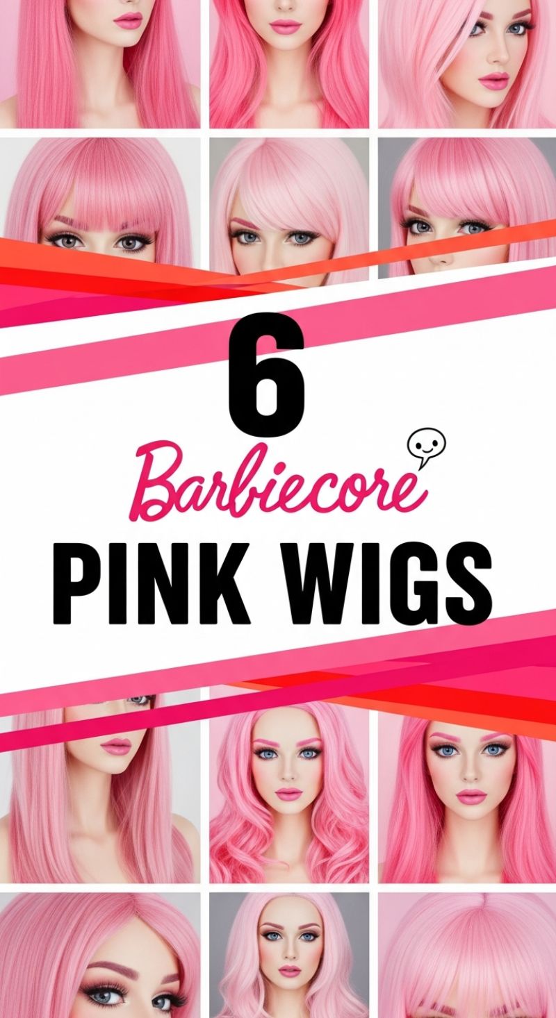 6 Barbiecore PINK WIGS