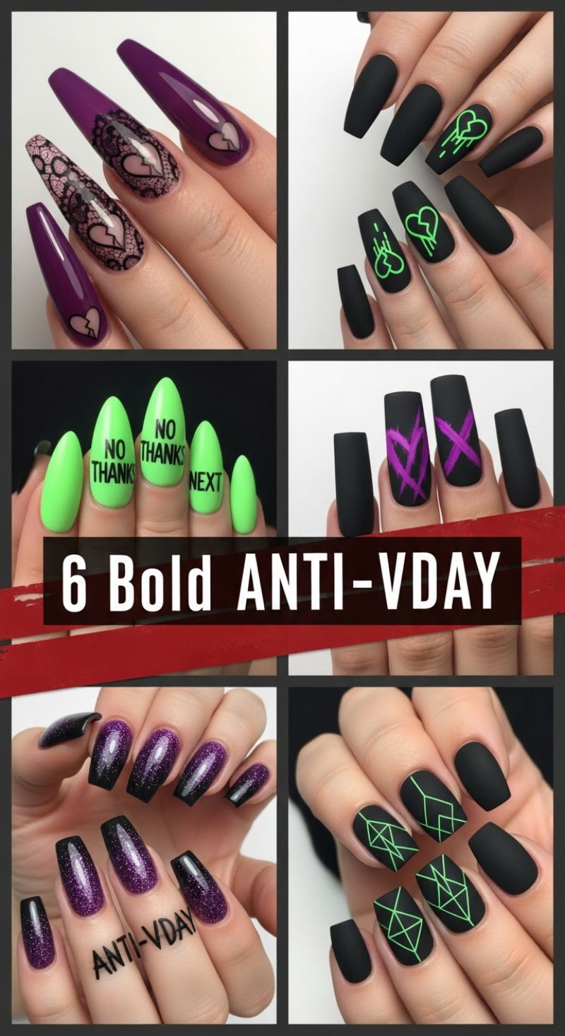 6 Bold Anti-V-Day Nail Art Designs