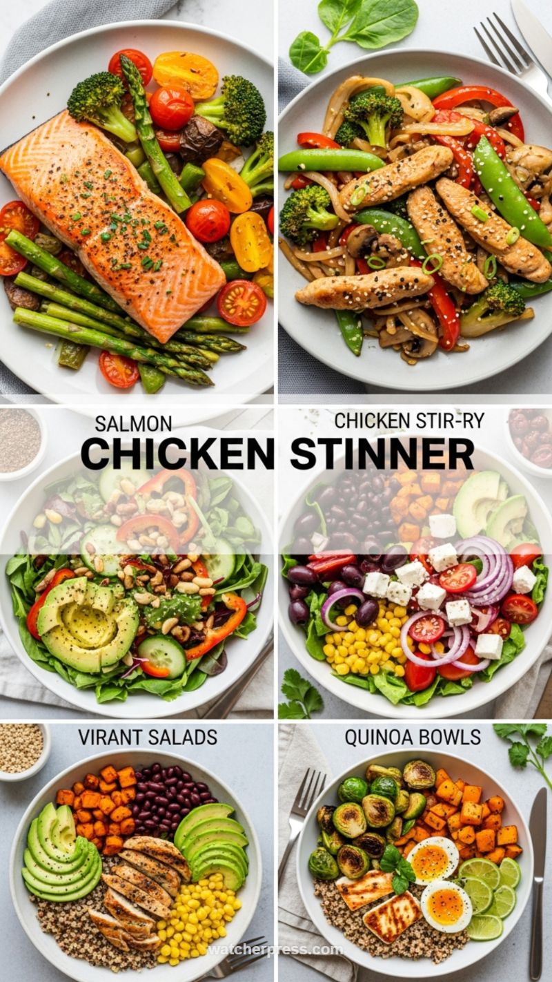 6. Healthy & Hearty Meal Ideas: Salmon, Chicken Stir-fry, Salads & Quinoa Bowls