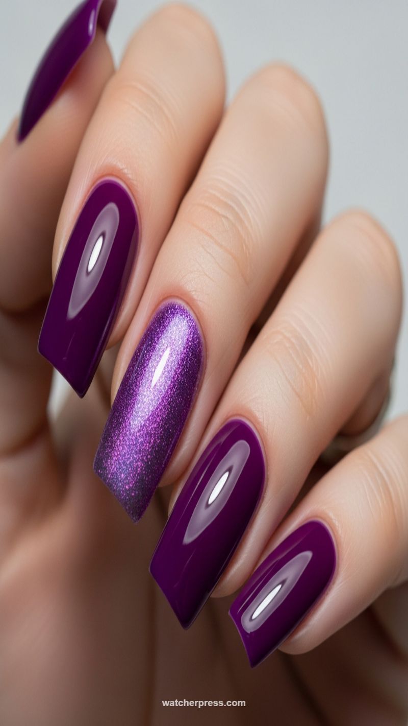 6. Radiant Purple Glitter Gradient Statement