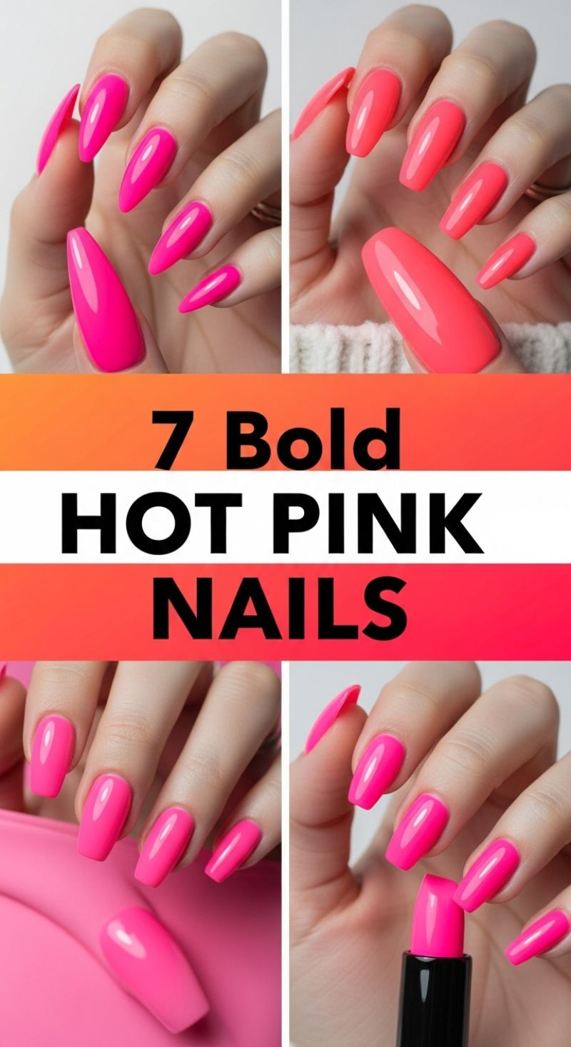 7 Bold HOT PINK NAILS
