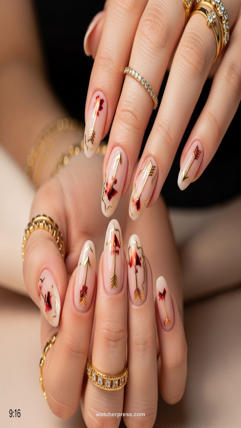 7. Cupid’s Arrows Metallic Design