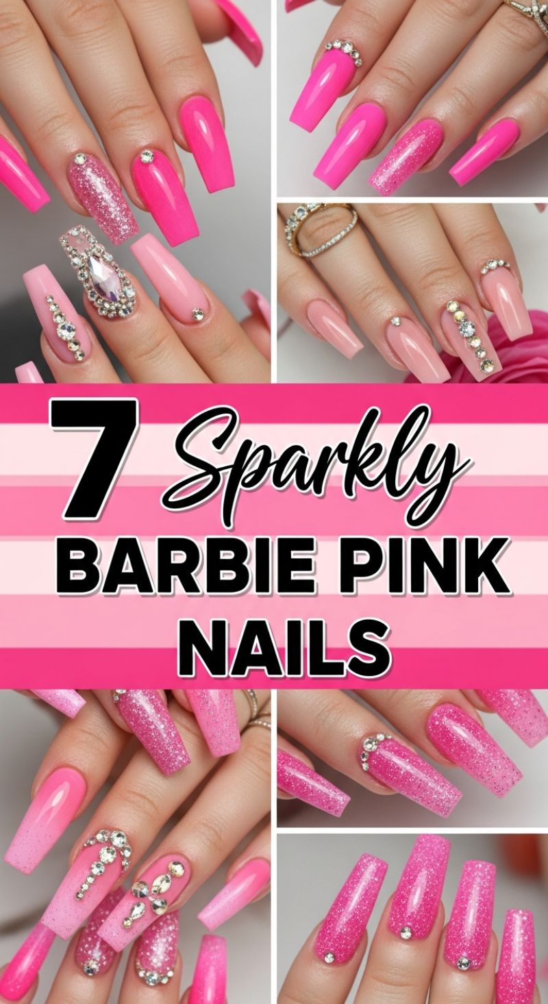 7 Sparkly Barbie Pink Nails