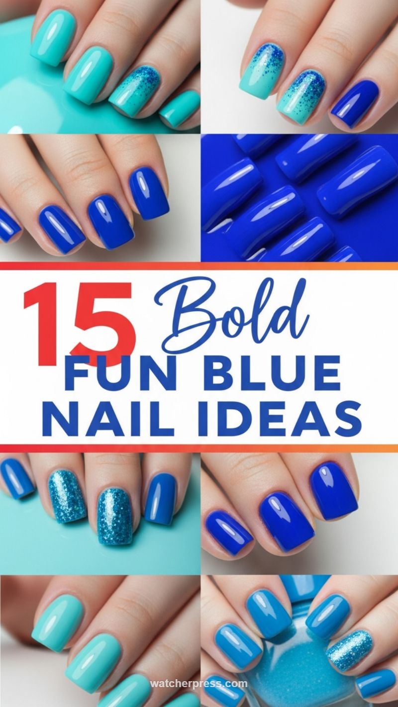 8. 15 Bold Fun Blue Nail Ideas: Vibrant Winter Hues