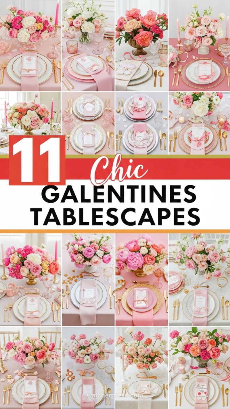 8. Chic Pink and Gold Galentine's Tablescapes