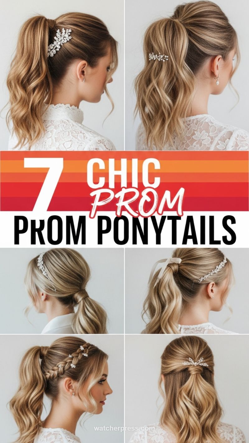 8. Chic Prom Ponytails with Flair