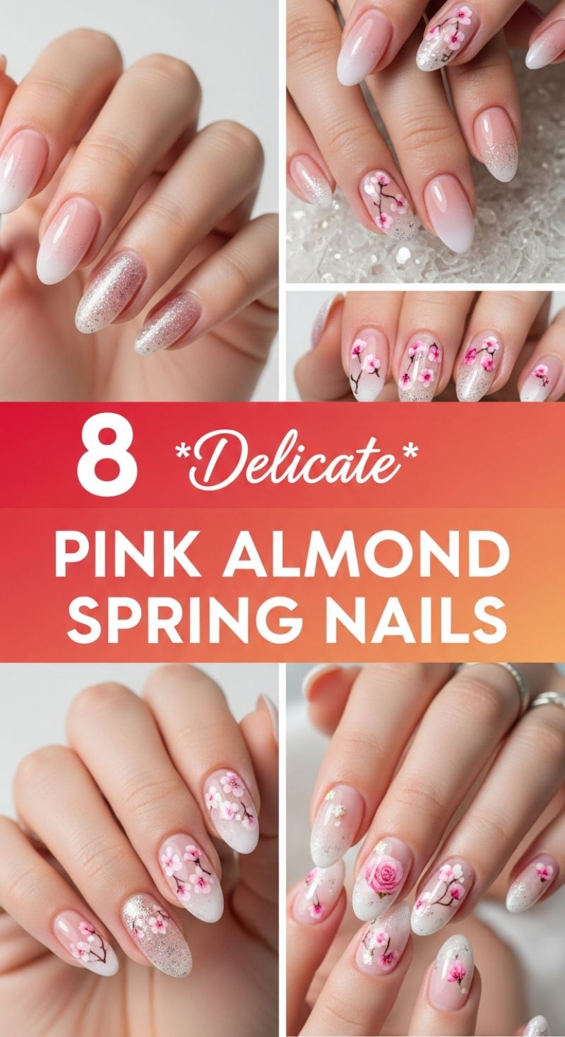 8 Delicate Pink Almond Spring Nails