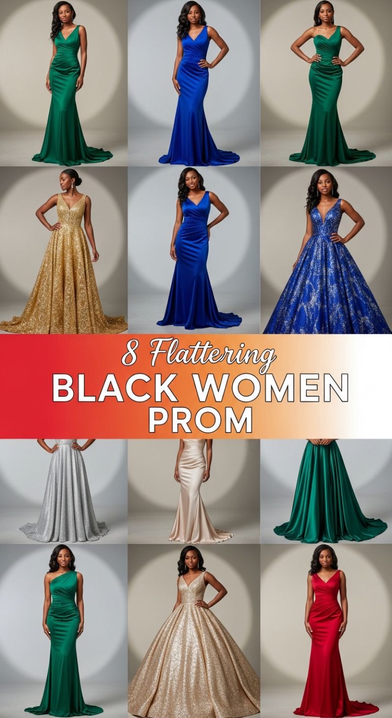 8 Flattering Dress Styles and Colors for Black Women's Prom Looks