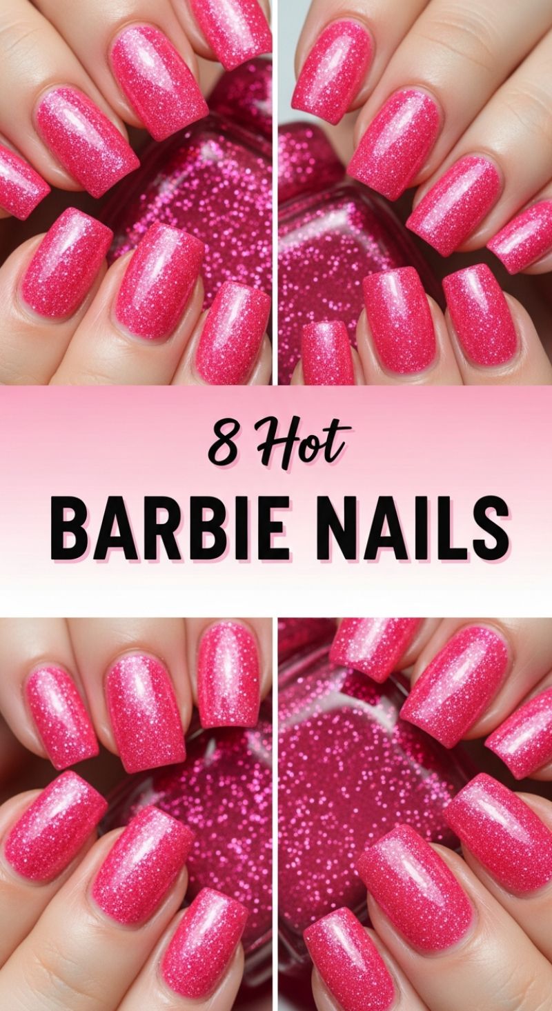 8 Hot Barbie Nails: Sparkly Fuchsia Glitter for a Bold Valentine's Look