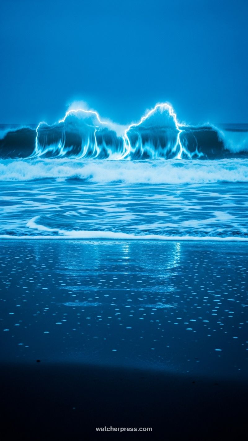 8. Neon Blue Thunder Waves