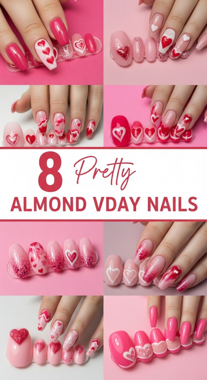 8 Pretty ALMOND VDAY NAILS