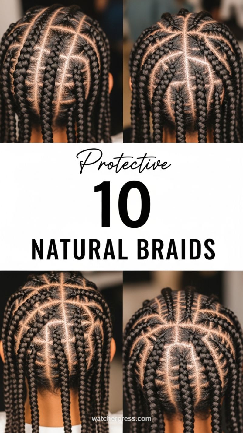 50+ Viral Haircuts: The Ultimate Style Guide for Every Length (Short, Curly, Updos & More) 8. Protective 10 Natural Braids with Intricate Parts