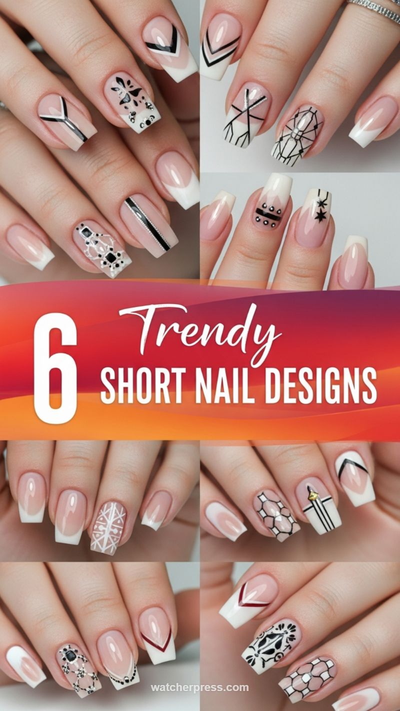 8. Trendy Geometric Short Nail Designs