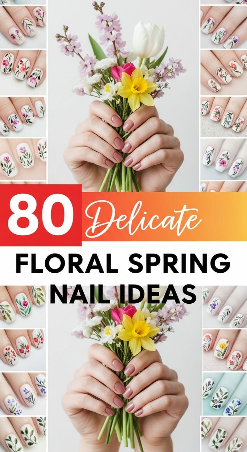 80 Delicate Floral Spring Nail Ideas