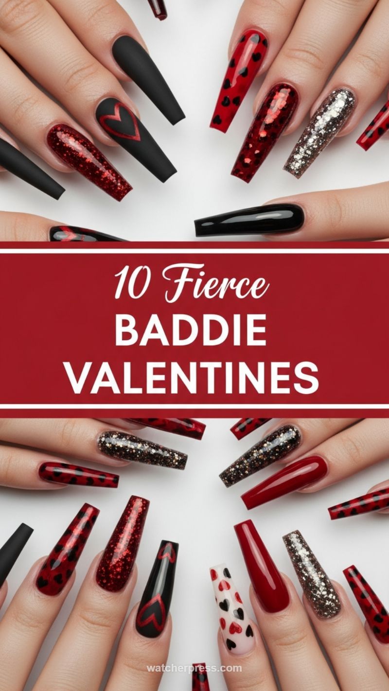 9. 10 Fierce Baddie Valentine Coffin Nails