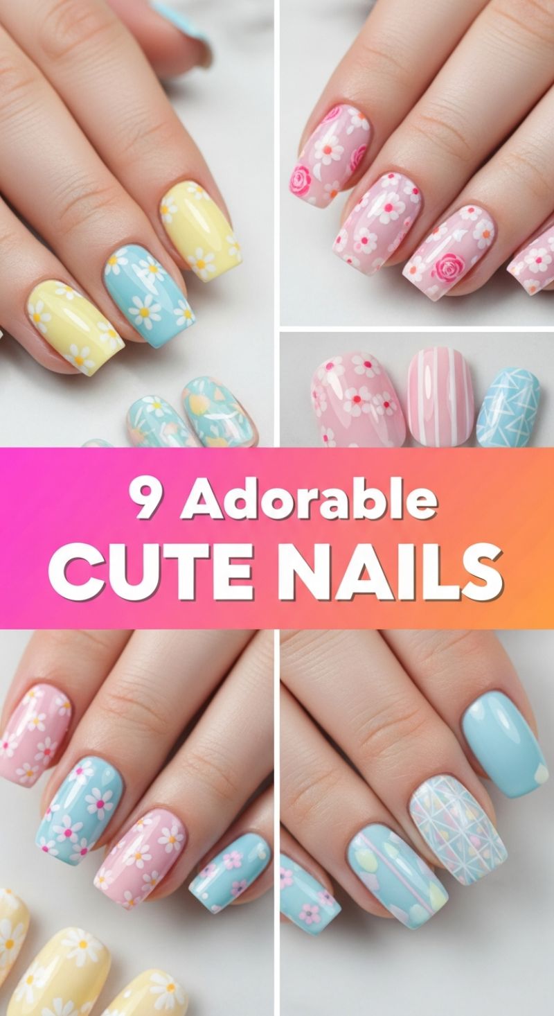 9 Adorable Cute Nails: Pastel Florals and Sweet Patterns