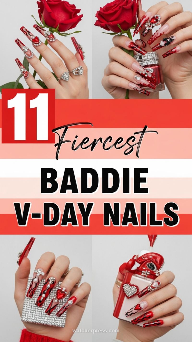 9. The Fiercest 'Baddie' V-Day Nails