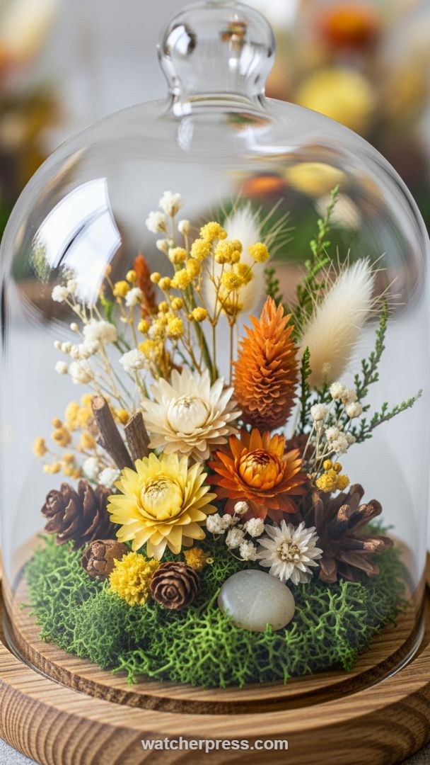 A Miniature Landscape of Textural Harmony: Glass, Wood, and Dried Botanicals