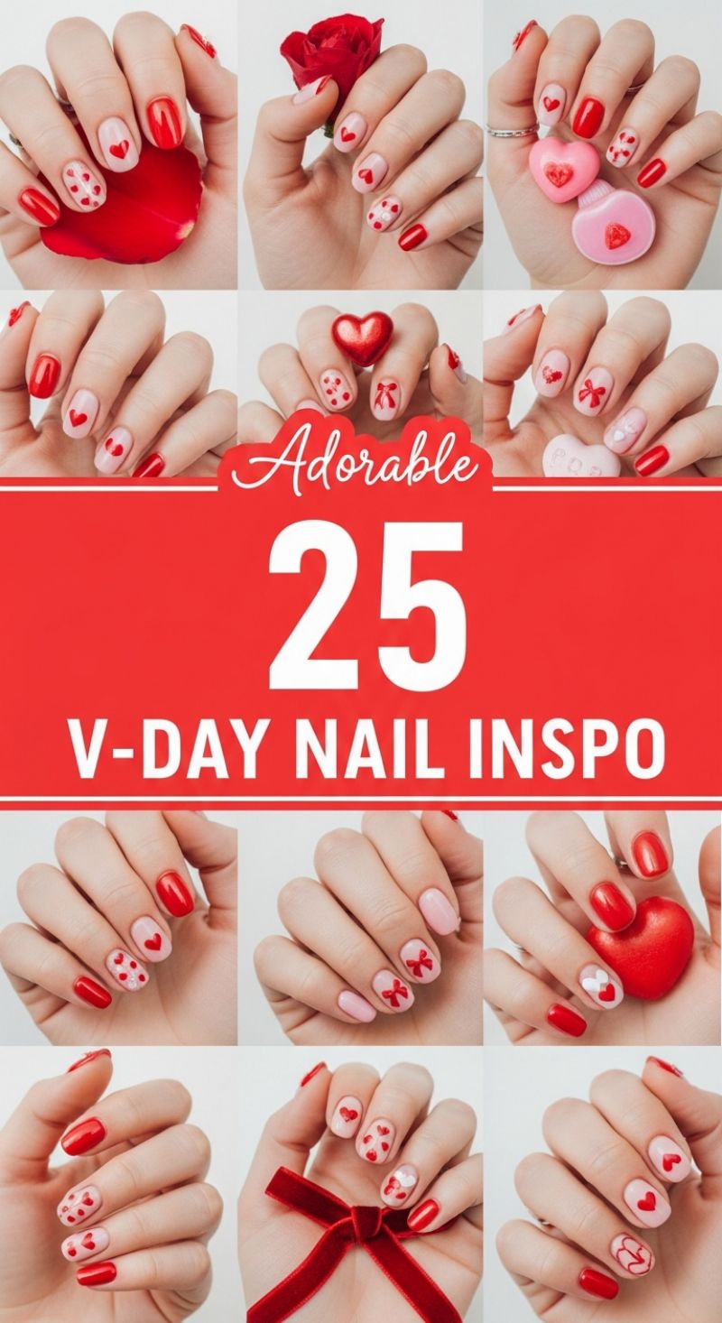 Adorable 25 V-Day Nail Inspo: Romantic Red and Pink Designs