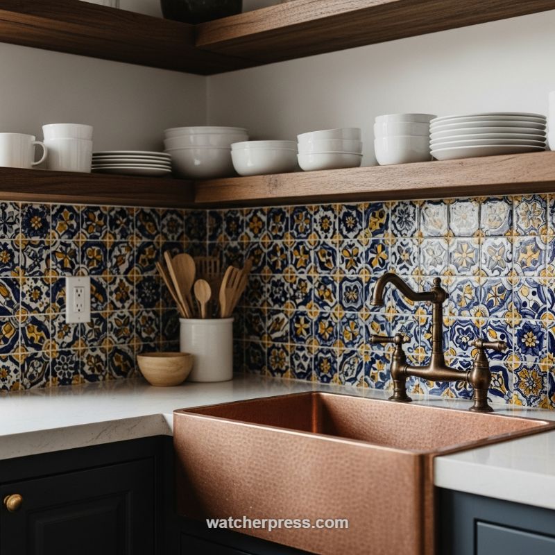 Blending Patina and Pattern: A Mediterranean-Inspired Kitchen Corner