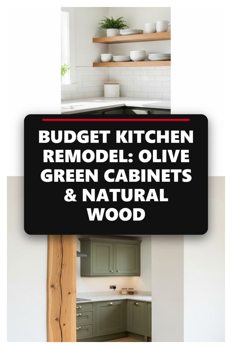 BUDGET KITCHEN REMODEL: OLIVE GREEN CABINETS & NATURAL WOOD