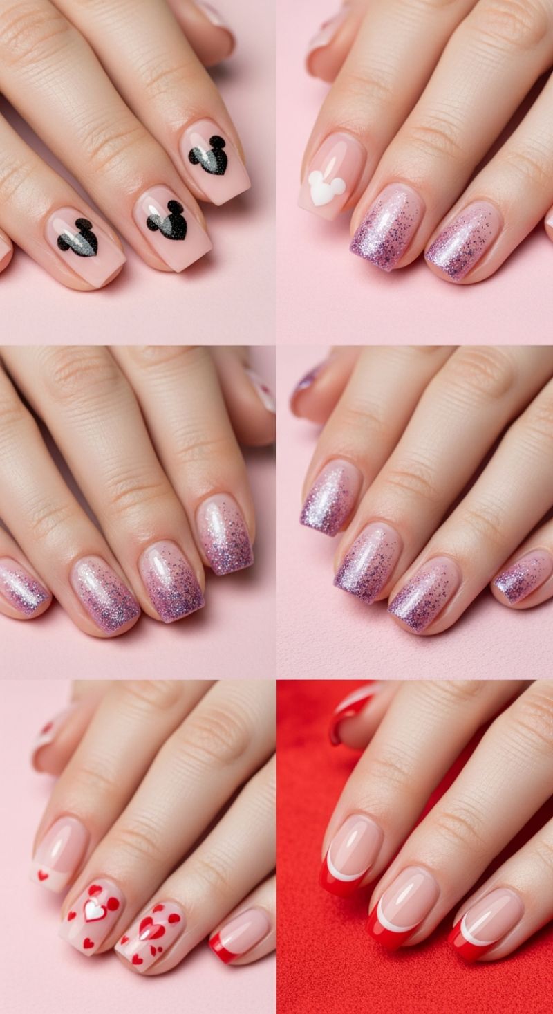 Celebration Manicures: Ombré Glitter, Character Silhouettes, and Modern French Tips
